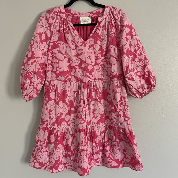 Hyacinth House Tuckernuck Women's Pink Floral Puff Mini Dress Small Feminine - Picture 3 of 16